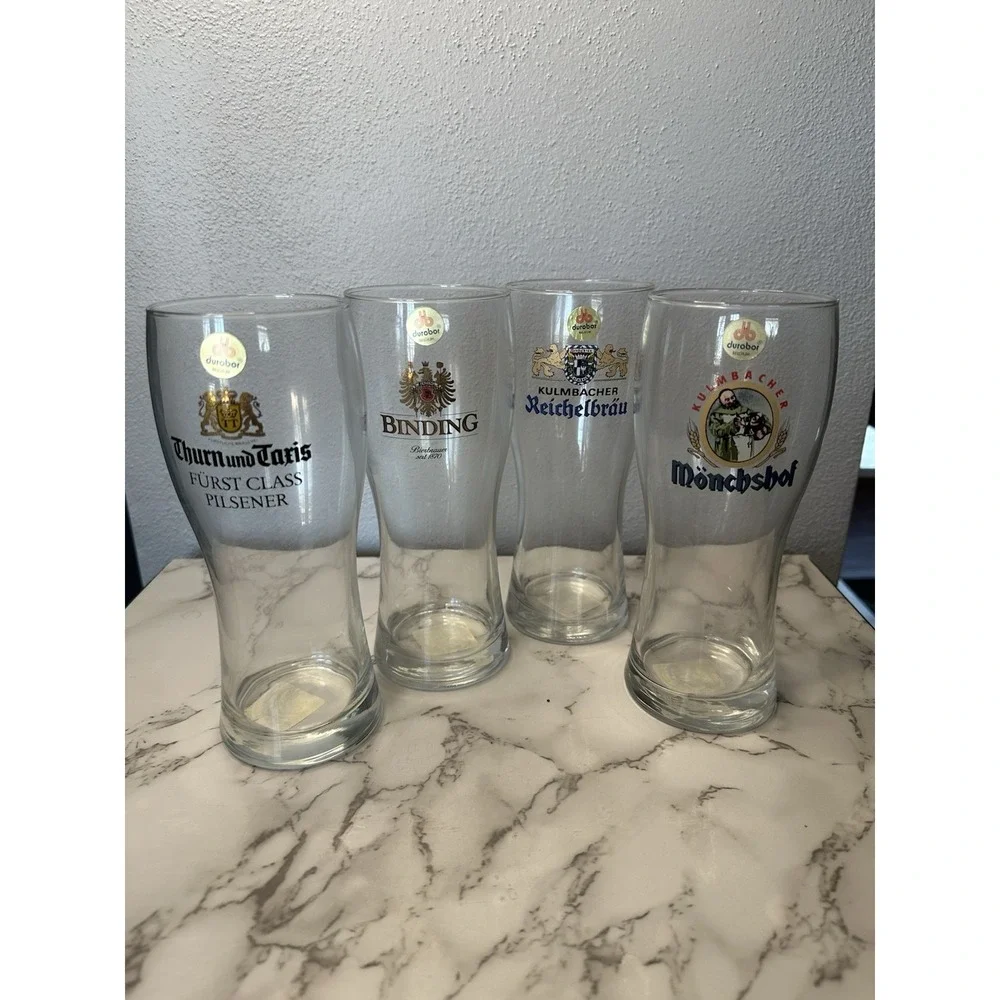 4 Vintage German Beer Pilsner Pint Glasses.‎ 8